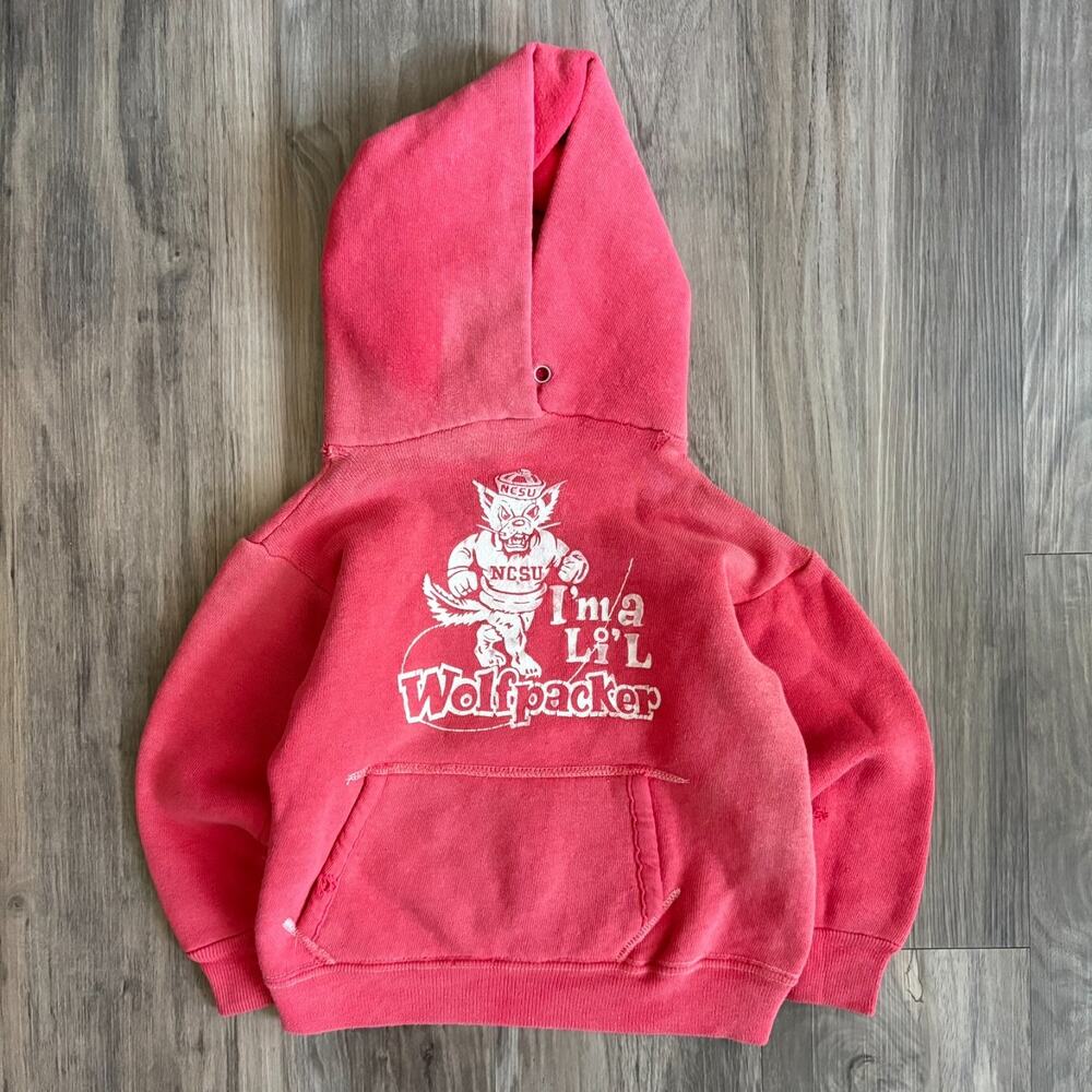 Vintage 1960s Hoodie Kids North Carolina State University NCSU OSFA FADED